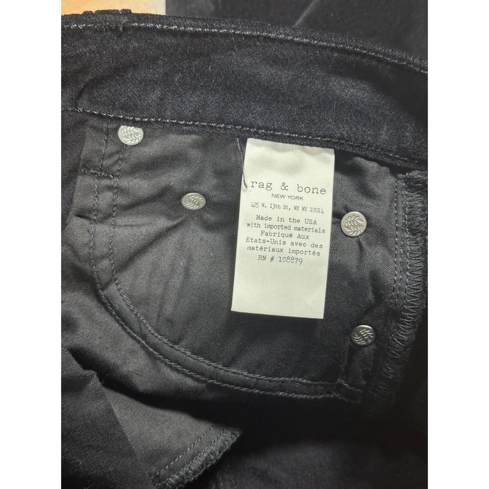 Rag & Bone Dojo High Waist Ankle Skinny Pants Black Velvet Women's 28 NWOT - Picture 6 of 7